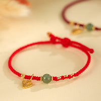 KarmaRipples Armband aus 925er Sterlingsilber mit Hetian-Jade-Perle und Bronzemünze, Liebesherz, Talisman, Glücksbringer
