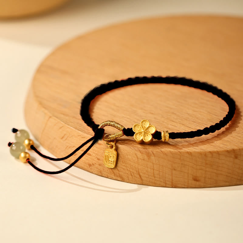 KarmaRipple's Hetian Jade Small Peach Blossom Fu Character Talisman Fortune String Bracelet p2