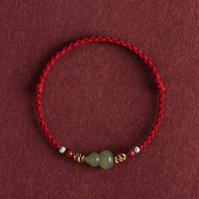 KarmaRipple's Authentic Hetian Jade Gourd Protection Fortune Woven Bracelet Anklet p15