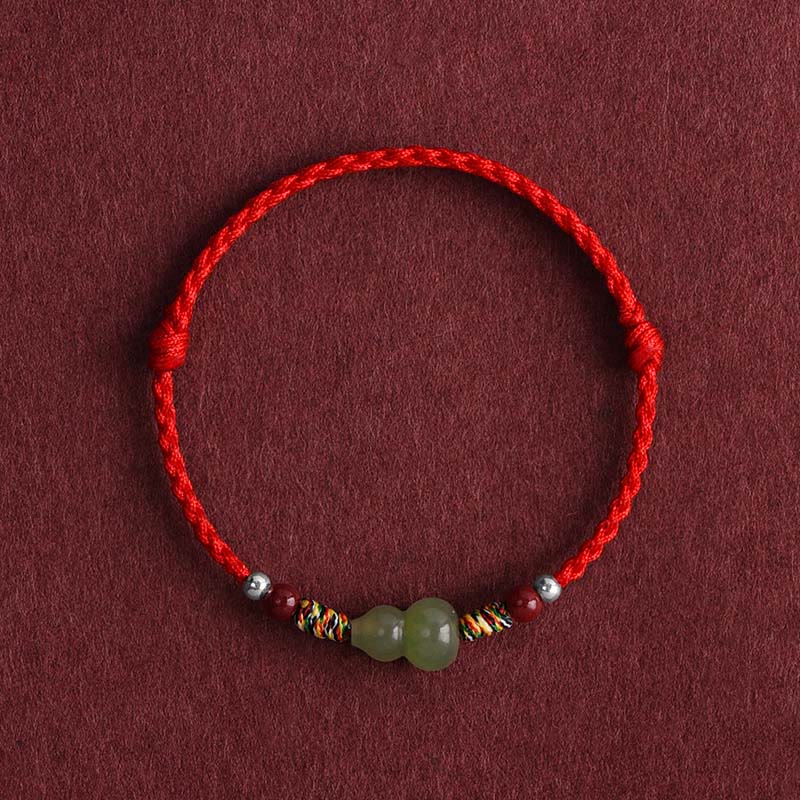 KarmaRipple's Authentic Hetian Jade Gourd Protection Fortune Woven Bracelet Anklet p22