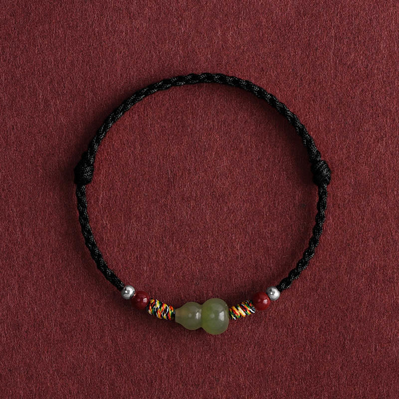 KarmaRipple's Authentic Hetian Jade Gourd Protection Fortune Woven Bracelet Anklet p23