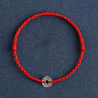 KarmaRipples Fußkettchen aus 925er Sterlingsilber mit fünf Kaisermünzen und roter Schnur, Schutz, Glück, gewebtes Armband