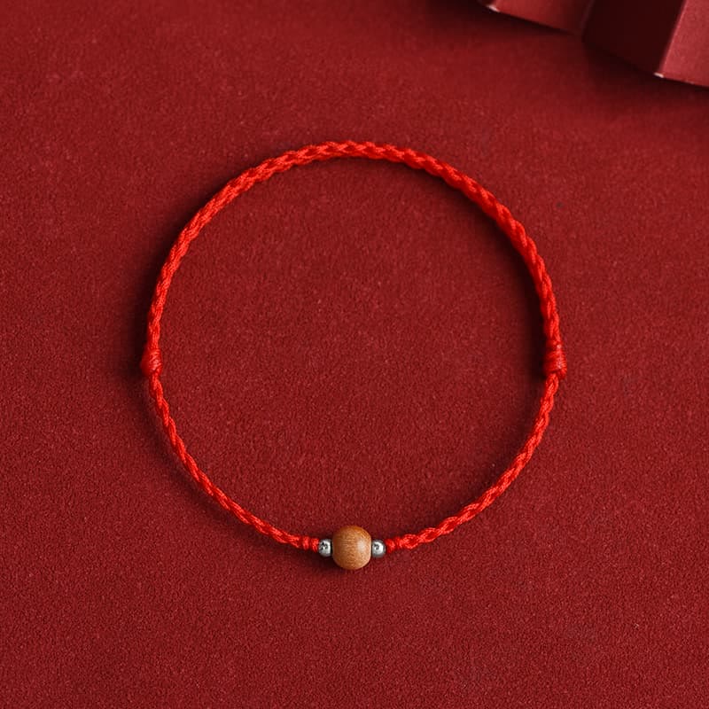 KarmaRipple's Authentic Peach Wood Bead Fortune Woven Bracelet Anklet p28