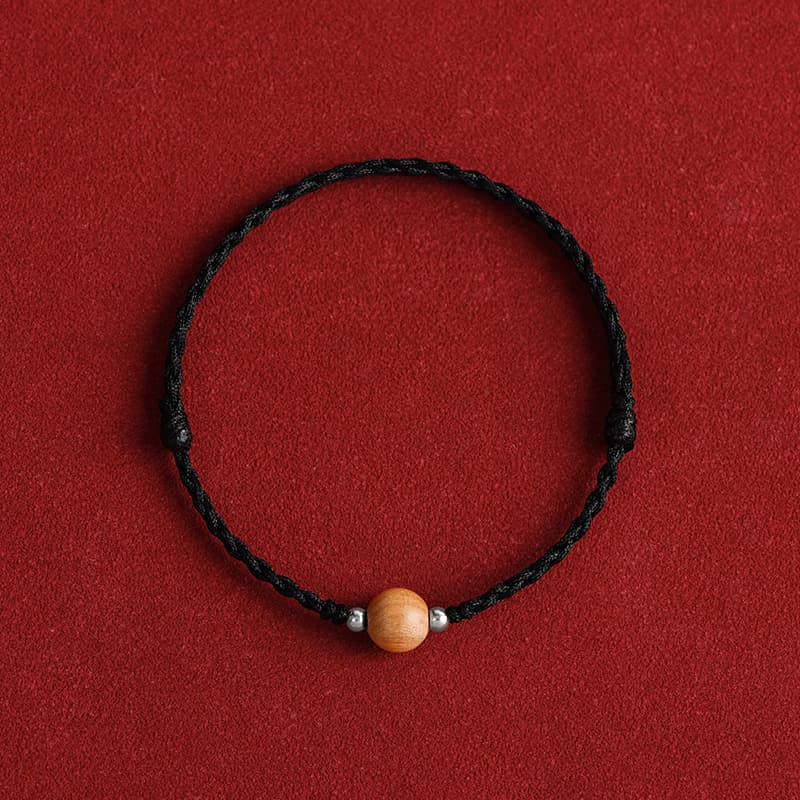 KarmaRipple's Authentic Peach Wood Bead Fortune Woven Bracelet Anklet p36