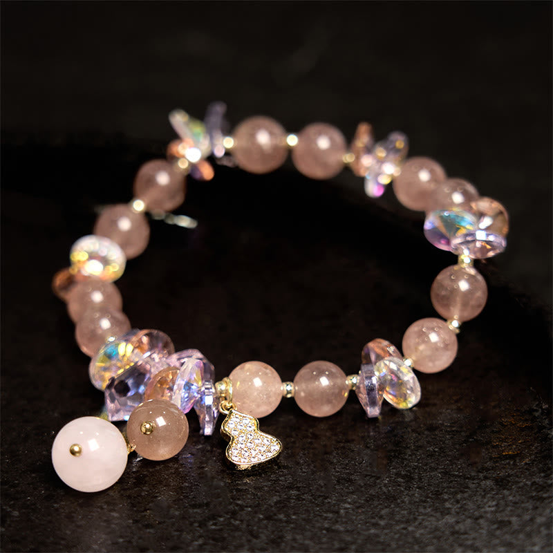 KarmaRipple's Strawberry Quartz Gemstone Gourd Positive Bracelet p7