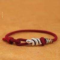 KarmaRipple's Red String 925 Sterling Silber Jahr der Schlange Münzring Schlangenglücksarmband