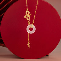 KarmaRipple's Chalcedon-Halskette mit Rosen-Balance-Anhänger aus 925er Sterlingsilber im Jahr der Schlange