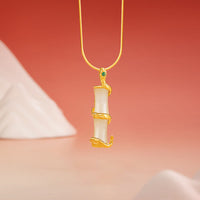 KarmaRipples Halskette mit Anhänger aus Hetian-Jade, 925er Sterlingsilber, Jahr der Schlange, Bambuswachstum