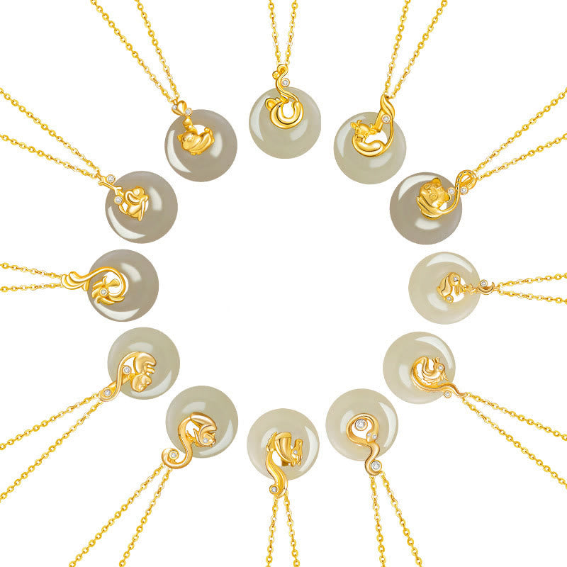 KarmaRipple's Chinese Zodiac Hetian Jade 925 Sterling Silver Abundance Pendant Necklace p29