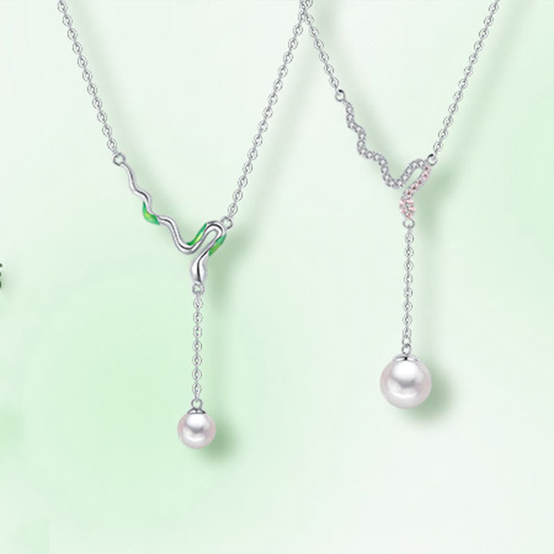 KarmaRipple's 925 Sterling Silver Pearl Bead Year Of The Snake Balancing Pendant Necklace p10