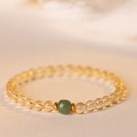 Kleines Wohlstandsarmband aus Citrin-Jade mit Perlenstickerei von KarmaRipple