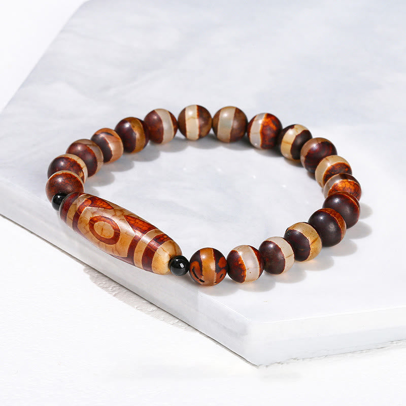 KarmaRipple's Tibetan Nine-eye Dzi Bead Authentic Sandalwood Ivory Cat's Eye Agate Power Protection Bracelet p7
