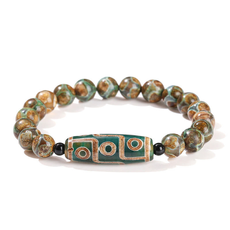 KarmaRipple's Tibetan Nine-eye Dzi Bead Authentic Sandalwood Ivory Cat's Eye Agate Power Protection Bracelet p15