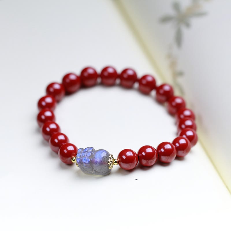 KarmaRipple's Cinnabar Moonstone PiXiu Blessing Bracelet p1