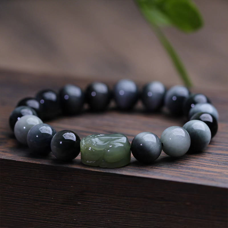 KarmaRipple's Authentic Eagle's Eye Stone Hetian Jade Pixiu Confidence Bracelet p3