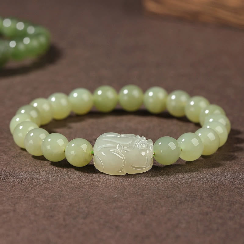 KarmaRipple's Authentic Hetian Jade PiXiu Carved Fortune Bracelet p17