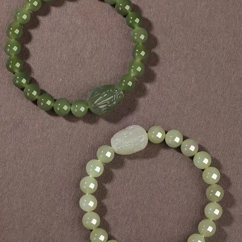 KarmaRipple's Authentic Hetian Jade PiXiu Carved Fortune Bracelet p14