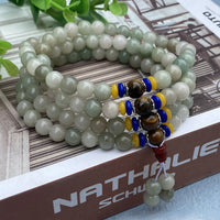KarmaRipples 108 Mala Beadwork Authentisches Glücks- und Wohlstandsarmband aus Shetai-Jade