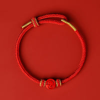 KarmaRipples chinesisches Tierkreiszeichen-Armband mit roter Schnur und acht Fäden, Friedensgeflecht, Zinnober, Schutz, Glück