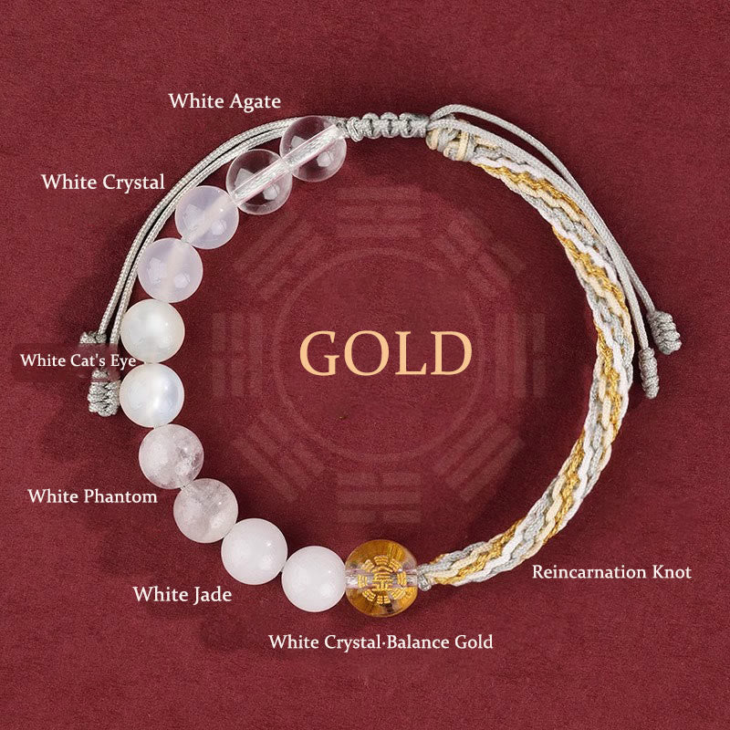 KarmaRipple's Five Elements Various Gemstone Agate Wealth Reincarnation Weave Braid Bracelet p28