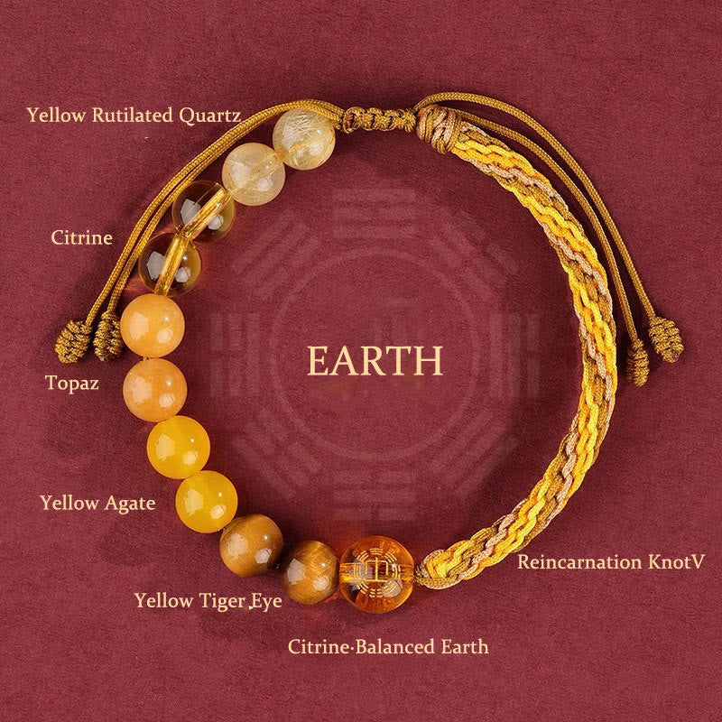KarmaRipple's Five Elements Various Gemstone Agate Wealth Reincarnation Weave Braid Bracelet p32