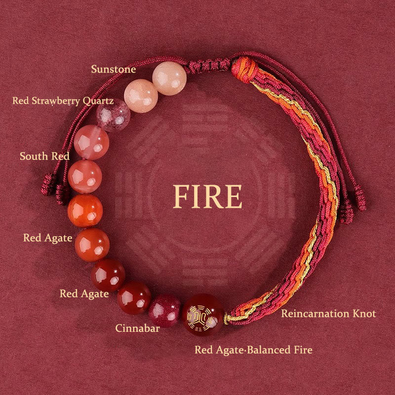 KarmaRipple's Five Elements Various Gemstone Agate Wealth Reincarnation Weave Braid Bracelet p31
