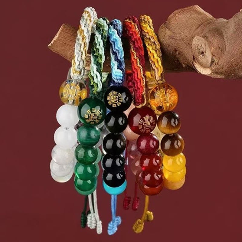 KarmaRipple's Five Elements Various Gemstone Agate Wealth Reincarnation Weave Braid Bracelet p6