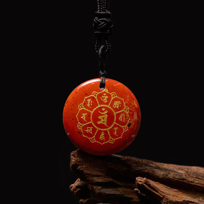 KarmaRipple's Om Mani Padme Hum Authentic Various Gemstone Black Obsidian Strength Pendant Necklace p4