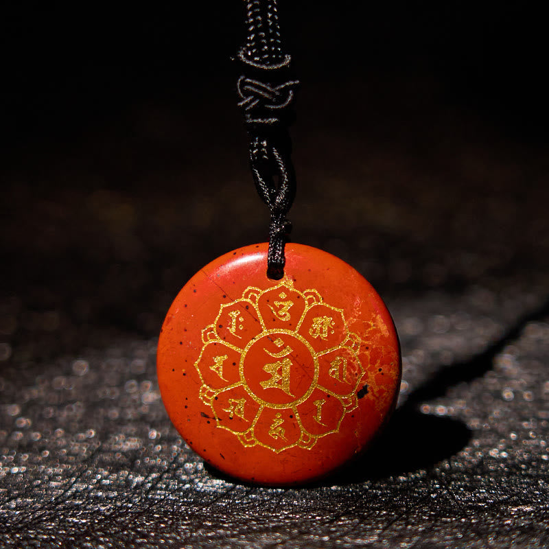 KarmaRipple's Om Mani Padme Hum Authentic Various Gemstone Black Obsidian Strength Pendant Necklace p23