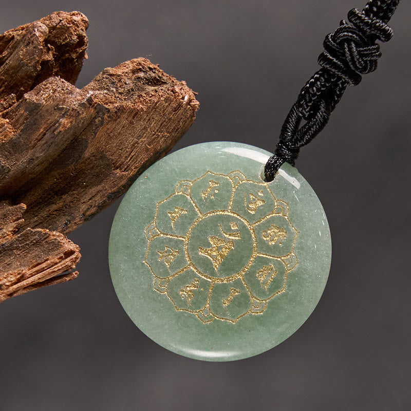 KarmaRipple's Om Mani Padme Hum Authentic Various Gemstone Black Obsidian Strength Pendant Necklace p19