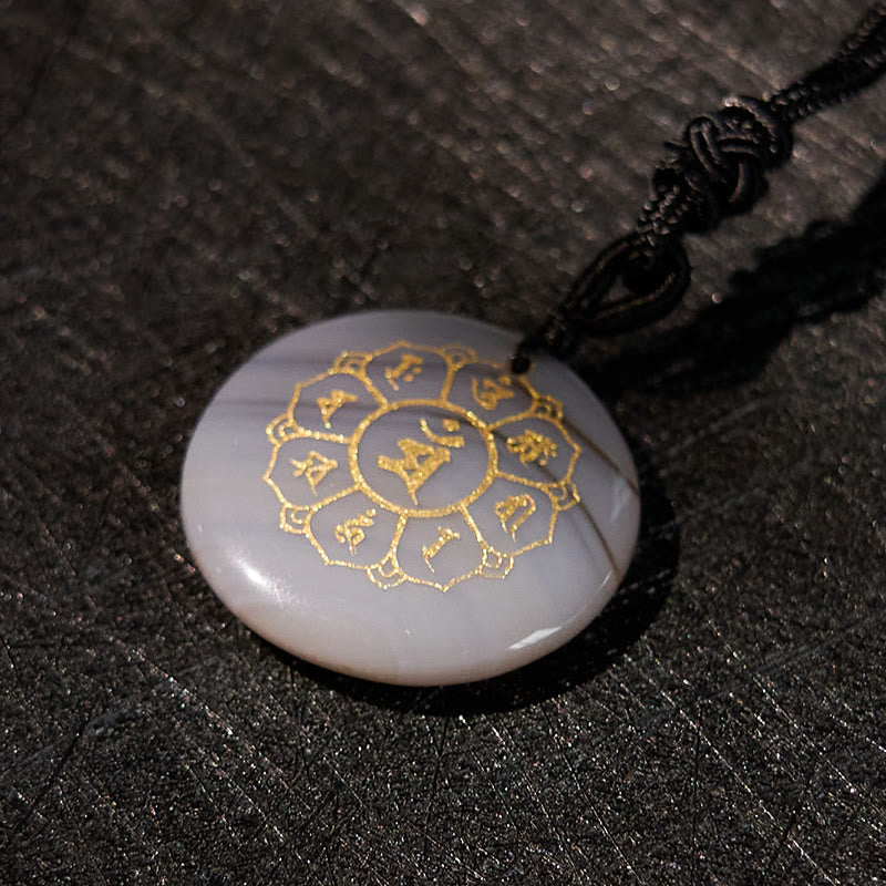 KarmaRipple's Om Mani Padme Hum Authentic Various Gemstone Black Obsidian Strength Pendant Necklace p32