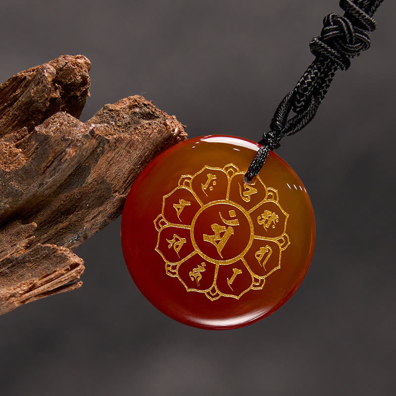 KarmaRipple's Om Mani Padme Hum Authentic Various Gemstone Black Obsidian Strength Pendant Necklace p26