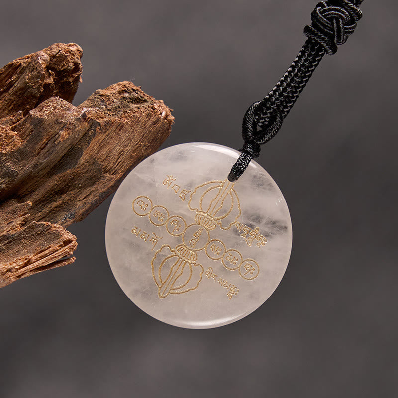 KarmaRipple's Vajra Dorje Sanskrit Pattern Authentic Various Gemstone Black Obsidian Fulfilment Pendant Necklace p14