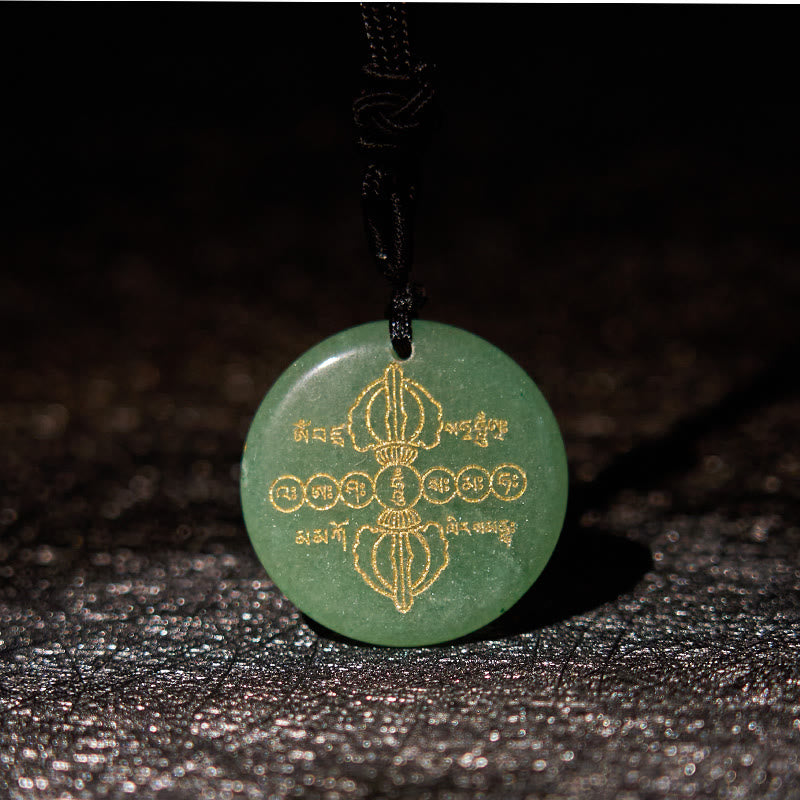 KarmaRipple's Vajra Dorje Sanskrit Pattern Authentic Various Gemstone Black Obsidian Fulfilment Pendant Necklace p17