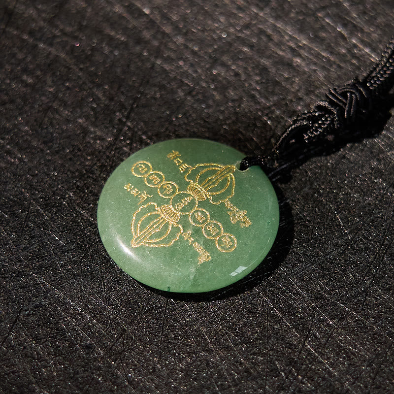 KarmaRipple's Vajra Dorje Sanskrit Pattern Authentic Various Gemstone Black Obsidian Fulfilment Pendant Necklace p19