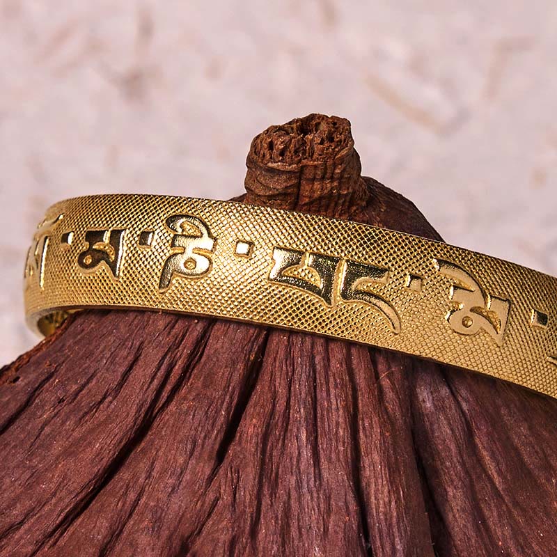 KarmaRipple's Six True Words 'Om Mani Padme Hum' Heart Sutra Bronze Brass Fortune Bracelet Bangle p11