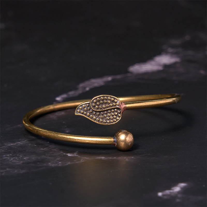 KarmaRipple's Leaf Bead Bronze Brass Fortune Wealth cuff Bracelet Bangle p2
