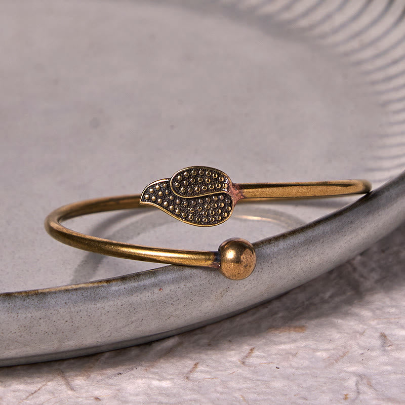 KarmaRipple's Leaf Bead Bronze Brass Fortune Wealth cuff Bracelet Bangle p3