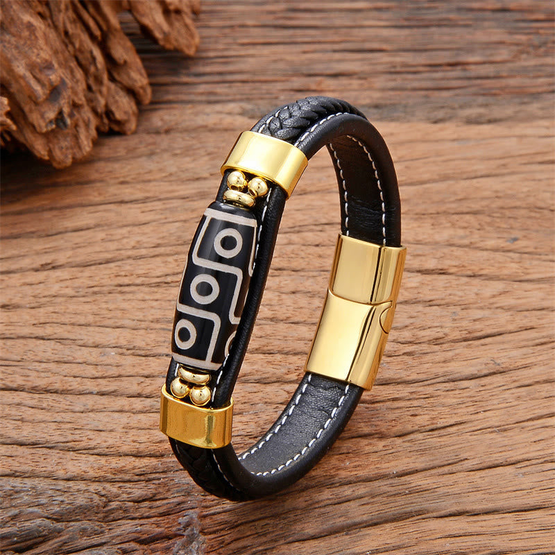 KarmaRipple's Tibetan Nine-Eye Dzi Bead Wealth Leather Buckle Bracelet p11