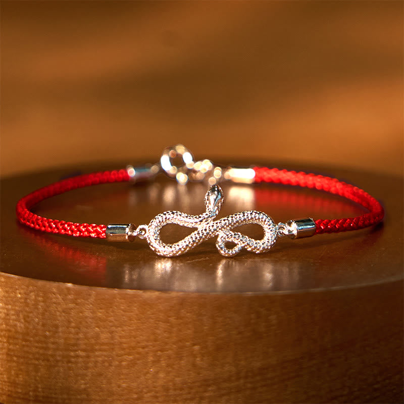 KarmaRipple's 999 Sterling Silver Year Of Snake Red String Protection Woven Bracelet p1