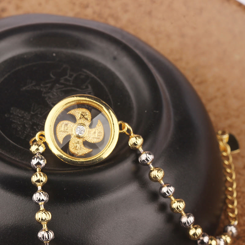 KarmaRipple's Feng Sheng Shui Qi Bronze Brass Rotatable Windmill Bead Protection Woven Bracelet p7