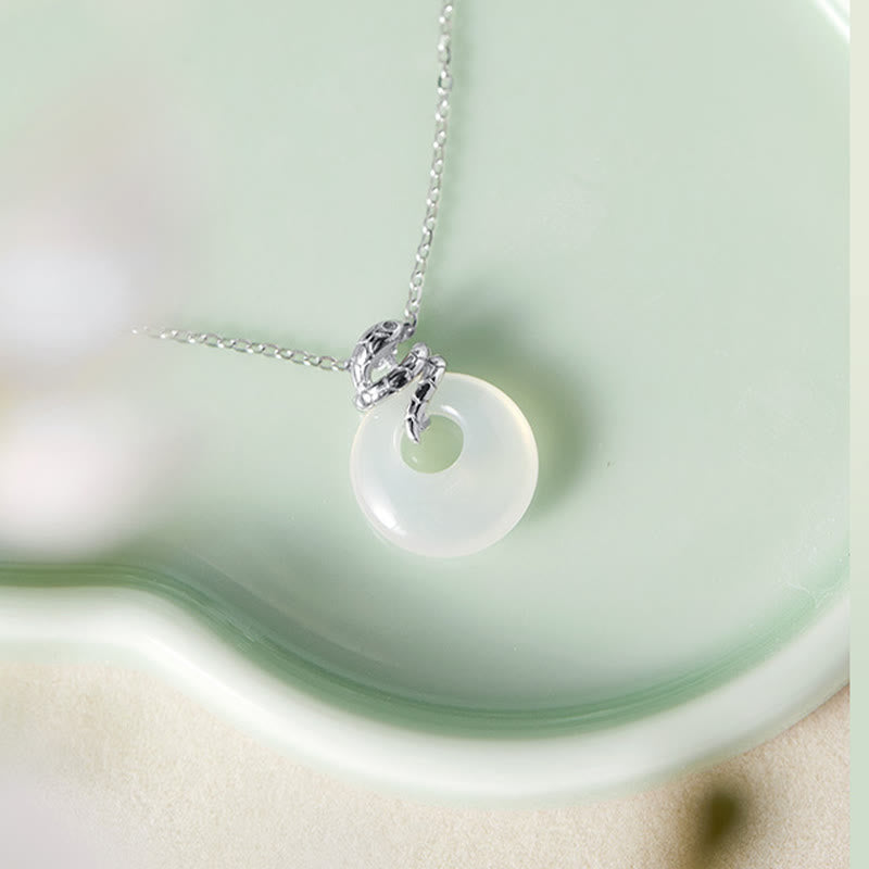 KarmaRipple's Authentic Chalcedony Peace Buckle 925 Sterling Silver Year Of The Snake Positive Pendant Necklace p12