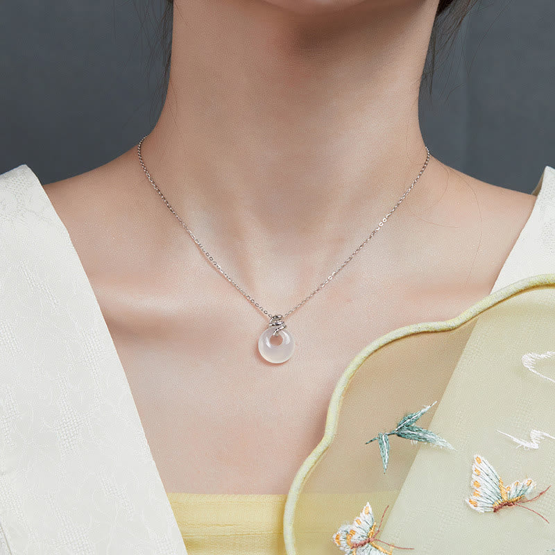 KarmaRipple's Authentic Chalcedony Peace Buckle 925 Sterling Silver Year Of The Snake Positive Pendant Necklace p4