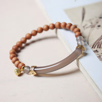 KarmaRipple's Sandelholz Grau Achat Chalcedon Manschette Halbarmband Armreif