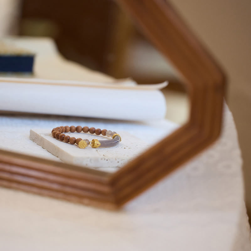 KarmaRipple's Sandalwood Gray Agate Chalcedony Cuff Half Bracelet Bangle p13