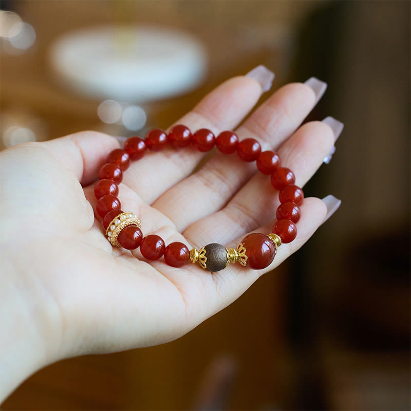 KarmaRipple's Red Agate Agarwood Confidence Bracelet p2