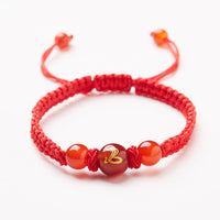 KarmaRipples authentisches rotes Achat-Armband mit chinesischem Tierkreiszeichen und roter Schnur, gewebt, Schutz, Glück