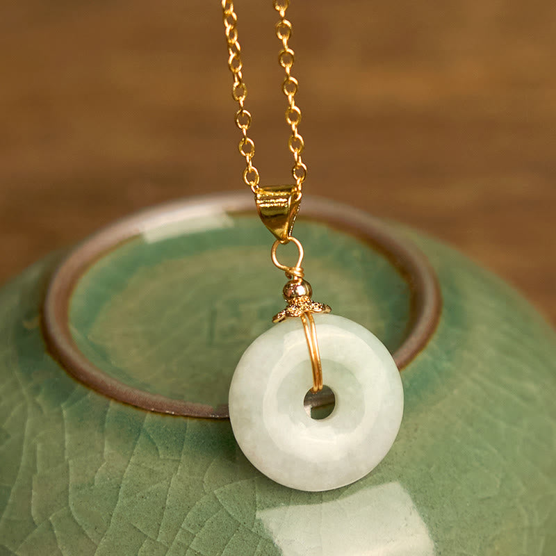 KarmaRipple's Jade Peace Buckle Pendant Fortune Necklace p9