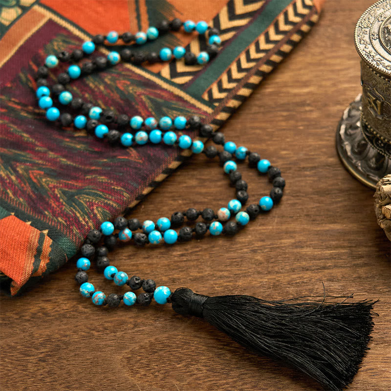 KarmaRipple's Emperor Stone Lava Rock Beadwork Tassel Happiness Necklaces Pendants p2