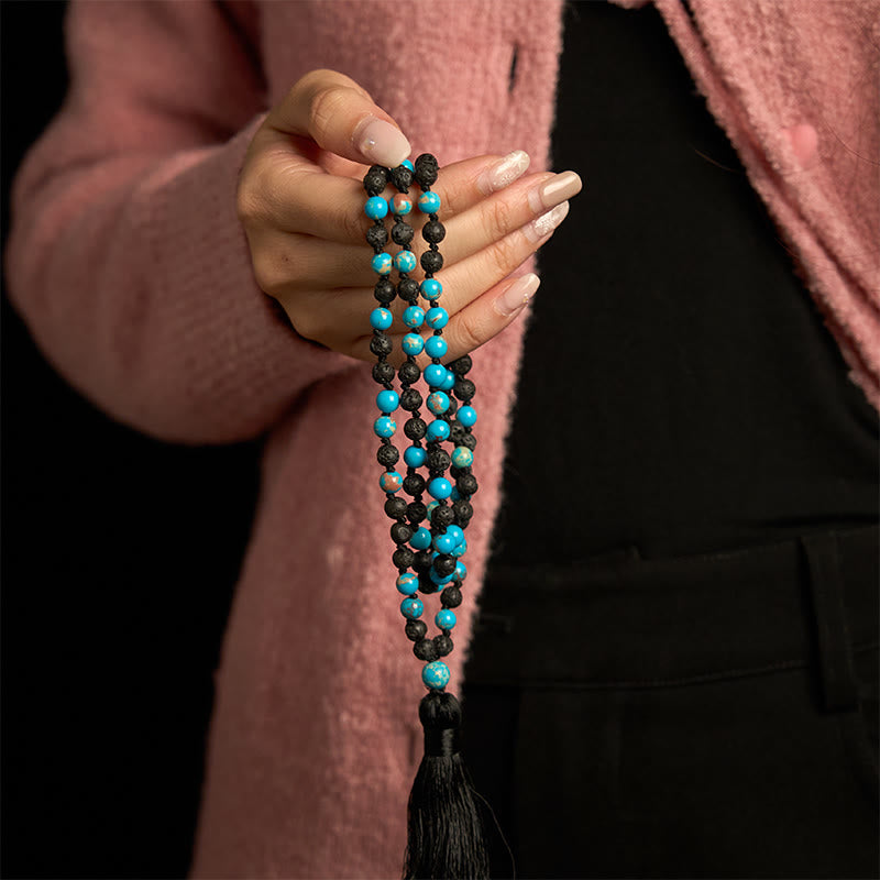 KarmaRipple's Emperor Stone Lava Rock Beadwork Tassel Happiness Necklaces Pendants p4